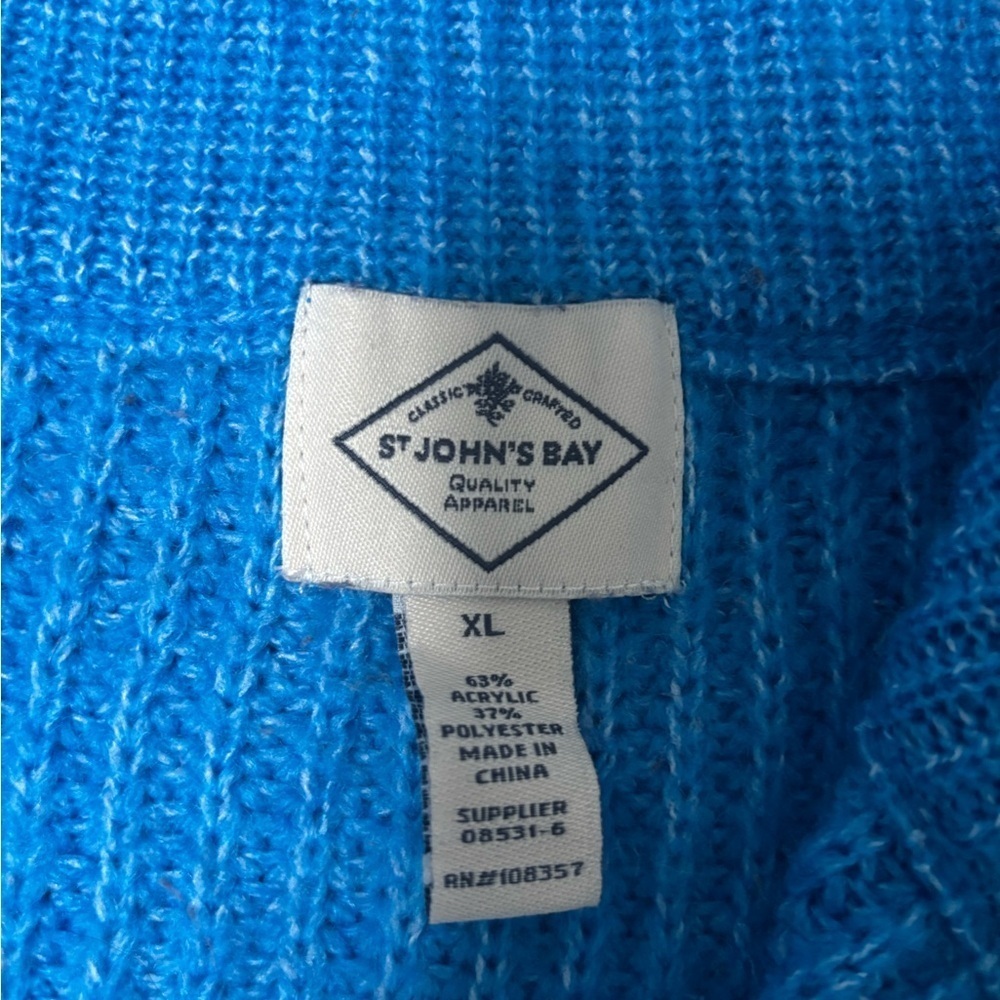 St. John’s Bay Quarter Zip Pull Over Sweater Blue Women’s Size XL - Picture 3 of 5